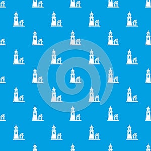 Tower and house pattern vector seamless blue