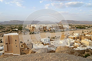 Tower houses town of Shibam, Hadramaut valley, Yemen. photo