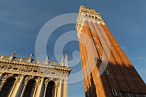 Tower inside San Marco square, Venice landmark in Italy