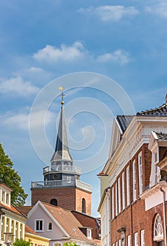 Tower of the Lamberti church in the central street of Aurich photo