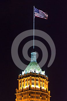 Tower Life Building at Night in San Antonio, Texas