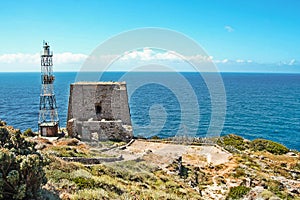 The tower and lighthouse of Punta Campanella at Sorrento photo