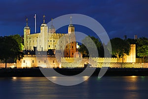 Tower of London illuminated at summer night