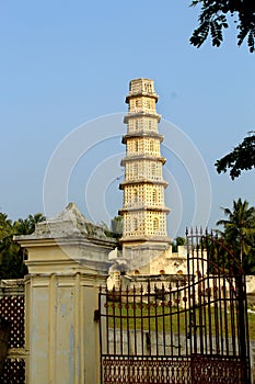 The tower of Manora fort with entrance gate.