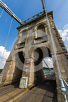 Tower of the Menai Suspension Bridge over between Anglesey and m