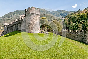 Tower of Montebello Castle in Belinzona, Switzerland photo