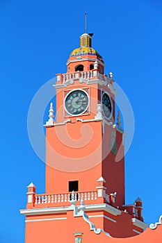 Tower of the monumental Clock of the City Hall of Merida, Yucatan, Mexico I
