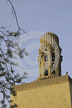 Tower of Mosque Hakim Bi Amrillah in Cairo Egypt