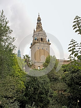 Tower of the National Art Museum of Catalonia Mnac, Barcelona,