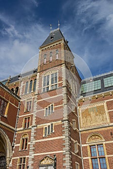 Tower of the national museum in the center of Amsterdam