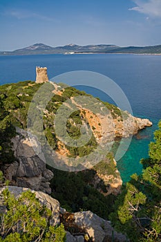 Tower near the sea. Capo Caccia. Sardinia island.