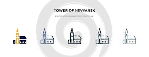 Tower of nevyansk in russia icon in different style vector illustration. two colored and black tower of nevyansk in russia vector