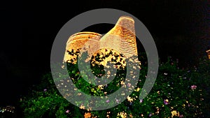 Baku MaidenTower at night