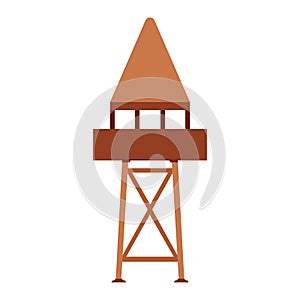 Tower observation vector illustration building architecture. Outdoor tower observation security station watch guard. Safety post