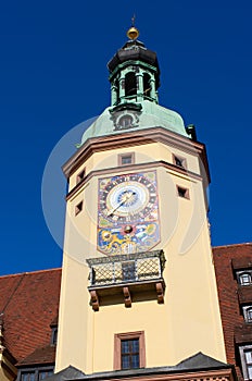 Tower of old city hall in Leipzig, Germany