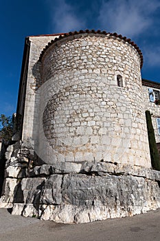 Tower of the old fortress in the village France