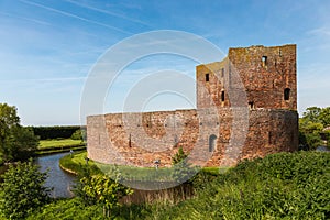 The tower of the old ruin castle Teylingen in Sassenheim