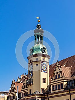 Tower of the Old Town Hall in the city of Leipzig, Germany