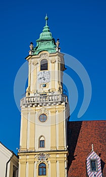Tower of Old Town Hall in Bratislava, Slovakia