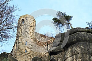 Tower of Oybin castle and monastery