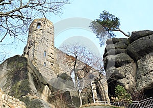 Tower of Oybin castle and monastery