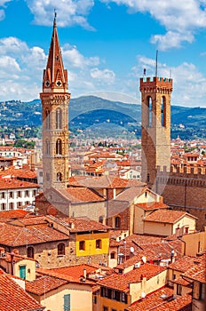 Tower of palazzo vecchio in florence top view