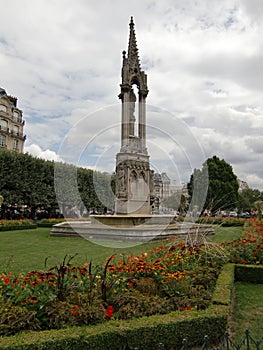 Tower in park Notre Dame de Paris