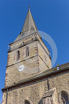 Tower of the Pfarrkirche church in Warburg