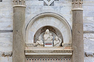 Tower of Pisa; Leaning Tower of Pisa, details of facade, Pisa, Italy