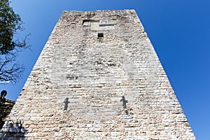 Tower of the Porta San Giacomo gate in Assisi, Umbria, Italy