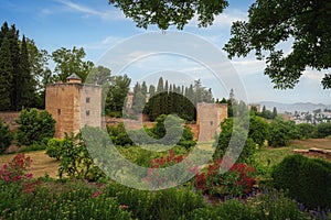 Tower of the Princesses and Tower of the Captive in Alhambra - Granada, Spain