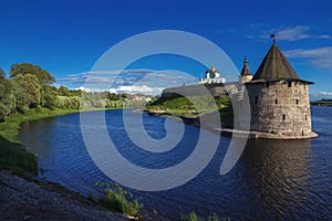 Tower of the Pskov Kremlin in the evening