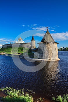 Tower of the Pskov Kremlin in the evening