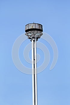 Tower with reflectors at the roundabout on the city street