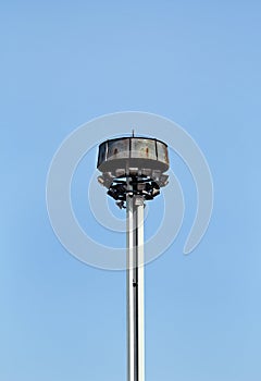 Tower with reflectors at the roundabout on the city street