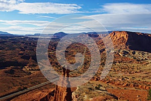 Tower Rock and Highway, Capitol Reef National Park, Utah