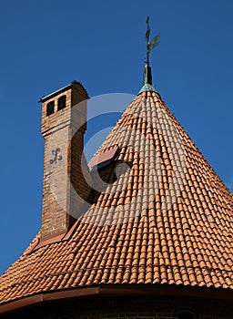 Tower roof of the Trakai Castle near Vilnius