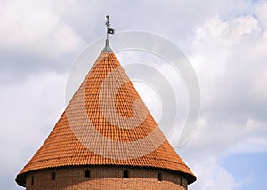 Tower roof of the Trakai Castle near Vilnius