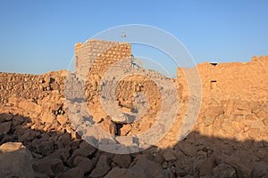 Tower and Ruins on Masada Plateau, Israel