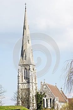 Tower of Saint Albans church in Copenhagen, Denmark