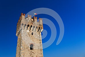 Tower of scaliger castle in Sirmione, Italy