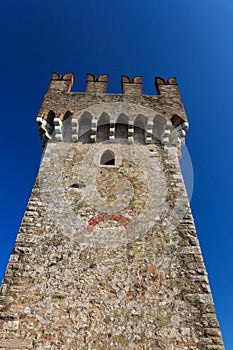 Tower of scaliger castle in Sirmione, Italy photo
