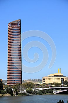 The tower of Seville or the Cajasol in the early morning