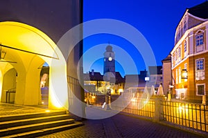 Tower Sfatului in night light of Sibiu