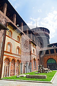 Tower of the Sforza Castle, in Milan, Italy.