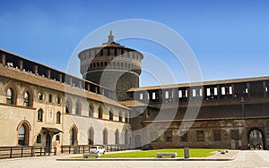 Tower of the Sforzesco Castle in Milan