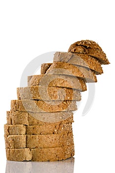 Tower of sliced brown bread