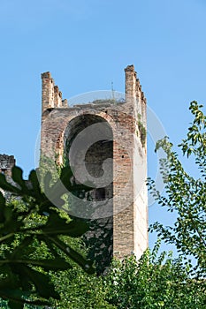 A tower in Soave, Italy, part of the Della Scala Walls which surround the town