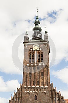 Tower of St. Catherine`s Church in Gdansk, Danzig in Poland