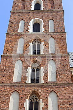 Tower of St. Mary's Basilica on Main Market Square, Krakow, Poland